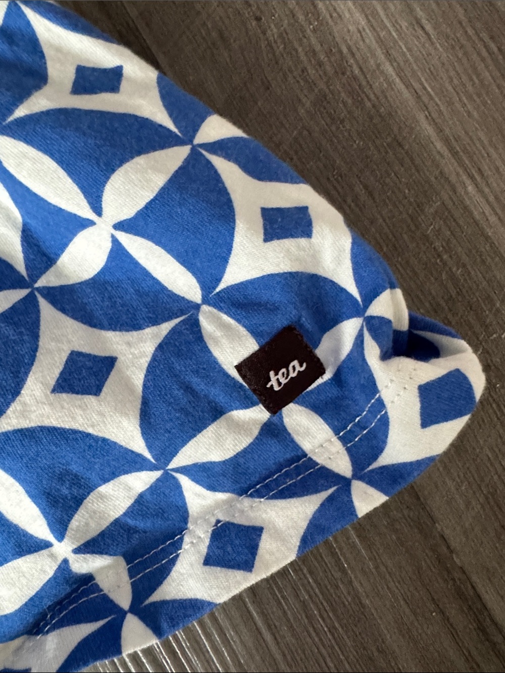 Tea Collection girls dress 10 short sleeve blue white geometric summer - Picture 8 of 8